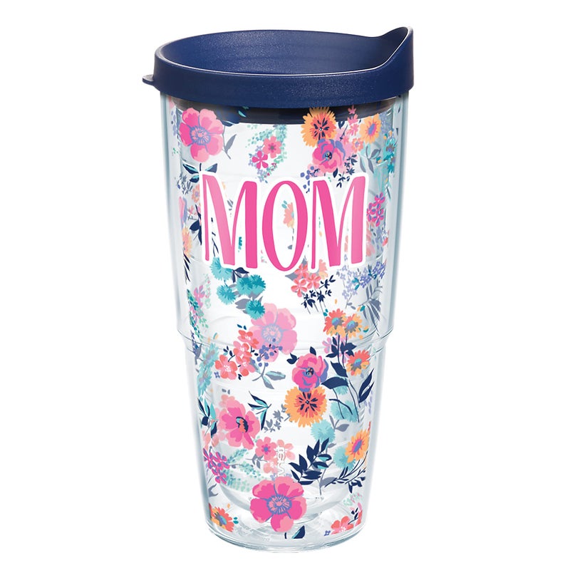 Tervis Made in USA Double Walled Dainty Floral Mother's Day Insulated Tumbler Cup Keeps Drinks Cold & Hot, 24oz, Mom - Image 1